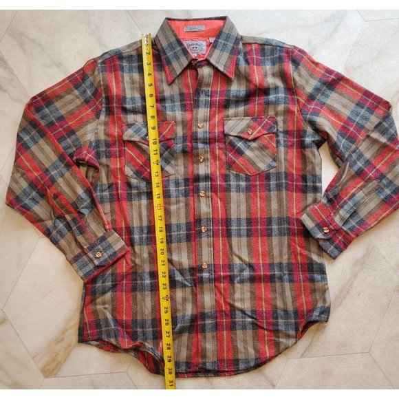 Vintage Bull Run Rugged Wear PLAID FLANNEL Button Down SHIRT Men's Medium - Picture 8 of 8